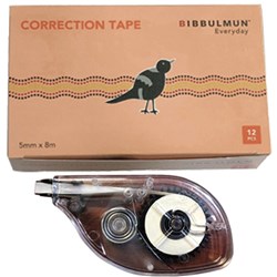 Bibbulmun Correction Tape 5mmx8m Pack of 12 - 686868