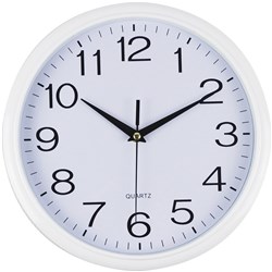 Italplast Wall Clock 30cm Round With Large Numbers White Frame White Face 17488