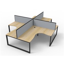 Rapidline Deluxe Infinity Loop Leg Corner Workstation+Screen 4 Person 3000/3000mmW Oak/Blk
