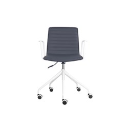 Rapidline Pixel Breakout Room Chair With Arms White Legs French Navy PU Leather Seat