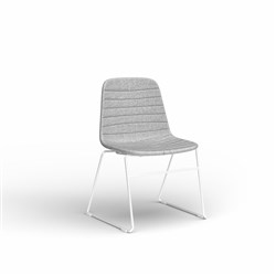 OLG Sofia Visitor Chair White Sled Base Grey Mist Fabric Seat