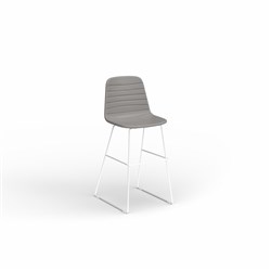 OLG Sofia Barstool White Sled Base Light Grey PU Leather Seat