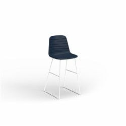 OLG Sofia Barstool White Sled Base Navy PU Leather Seat
