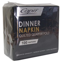 Capri Quilted Dinner Napkins 2 Ply Quarter Fold 400mm x 400mm Black Carton Of 1000
