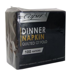 Capri Quilted Dinner Napkins 2 Ply GT Fold 400mm x 400mm Black Carton Of 1000