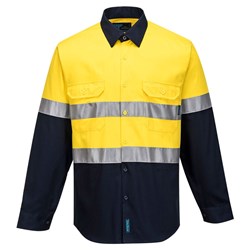 Portwest Hobart Hi-Vis Contrast Shirt Long Sleeve 7XL Yellow And Navy