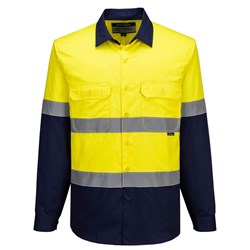 Portwest Industrial Hi-Vis Lightweight Contrast Shirt Long Sleeve Medium Yellow/Navy