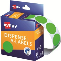 Avery Removable Dispenser Labels 24mm Round Fluoro Green Pack Of 350