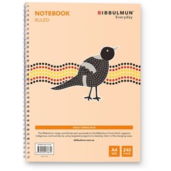 Bibbulmun Spiral Notebook A4 Ruled 7mm Side Bound 240 Page